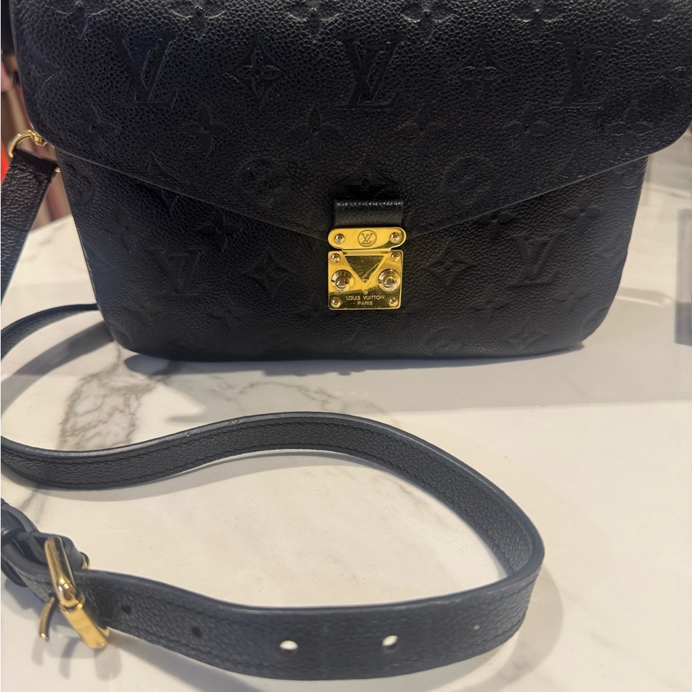 Louis Vuitton Black Crossbody Bag with Gold Accents